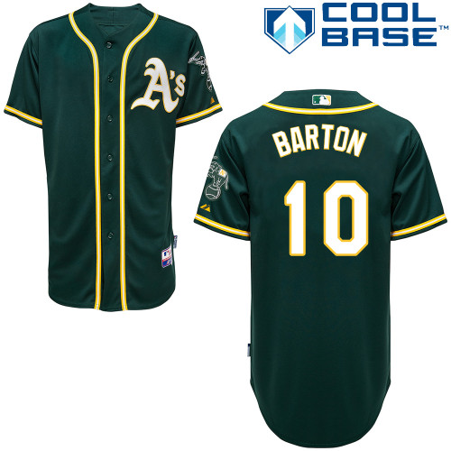 Daric Barton #10 MLB Jersey-Oakland Athletics Men's Authentic Alternate Green Cool Base Baseball Jersey